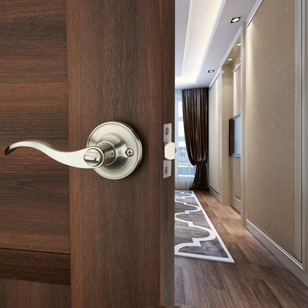 HENYIN Wave Lever Lock fits 1.3-2.1 inch door thickness.