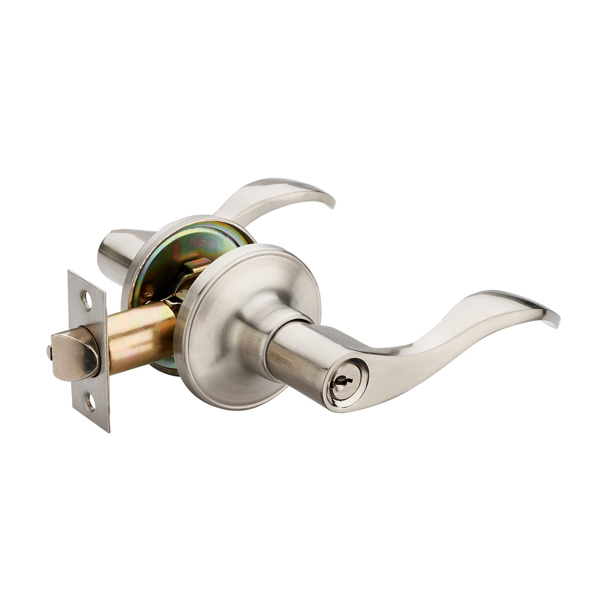 HENYIN Wave Lever Lock front view in silver for secure exterior entry.