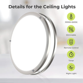 Hepside 10-inch brushed nickel ceiling light for a sleek kitchen or bathroom.