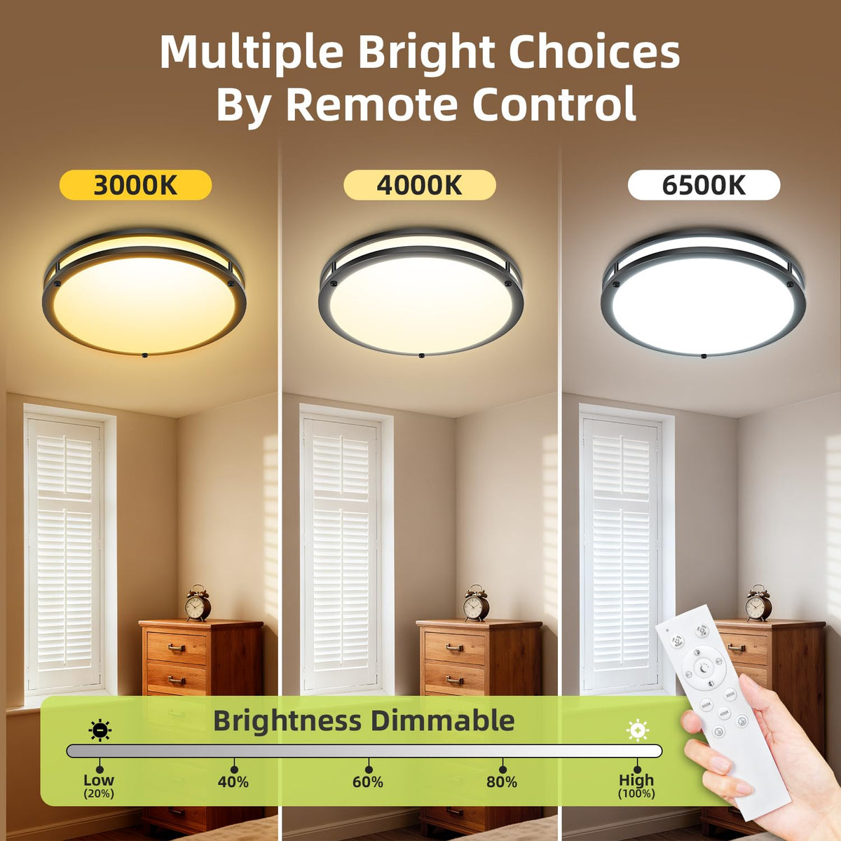Hepside 13-inch slim black ceiling light fits modern spaces.