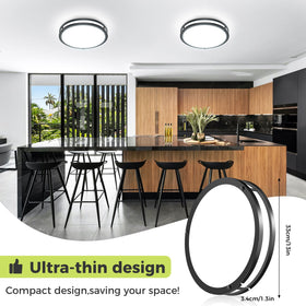 hepside 13-inch flush mount bathroom use shown in moisture-prone space.