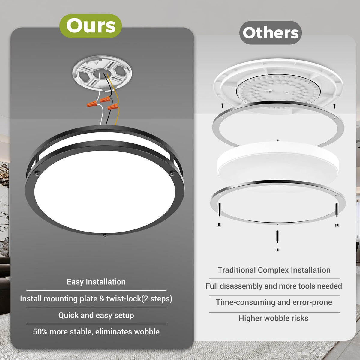 hepside 13-inch flush mount dimmable 24W LED for versatile brightness.