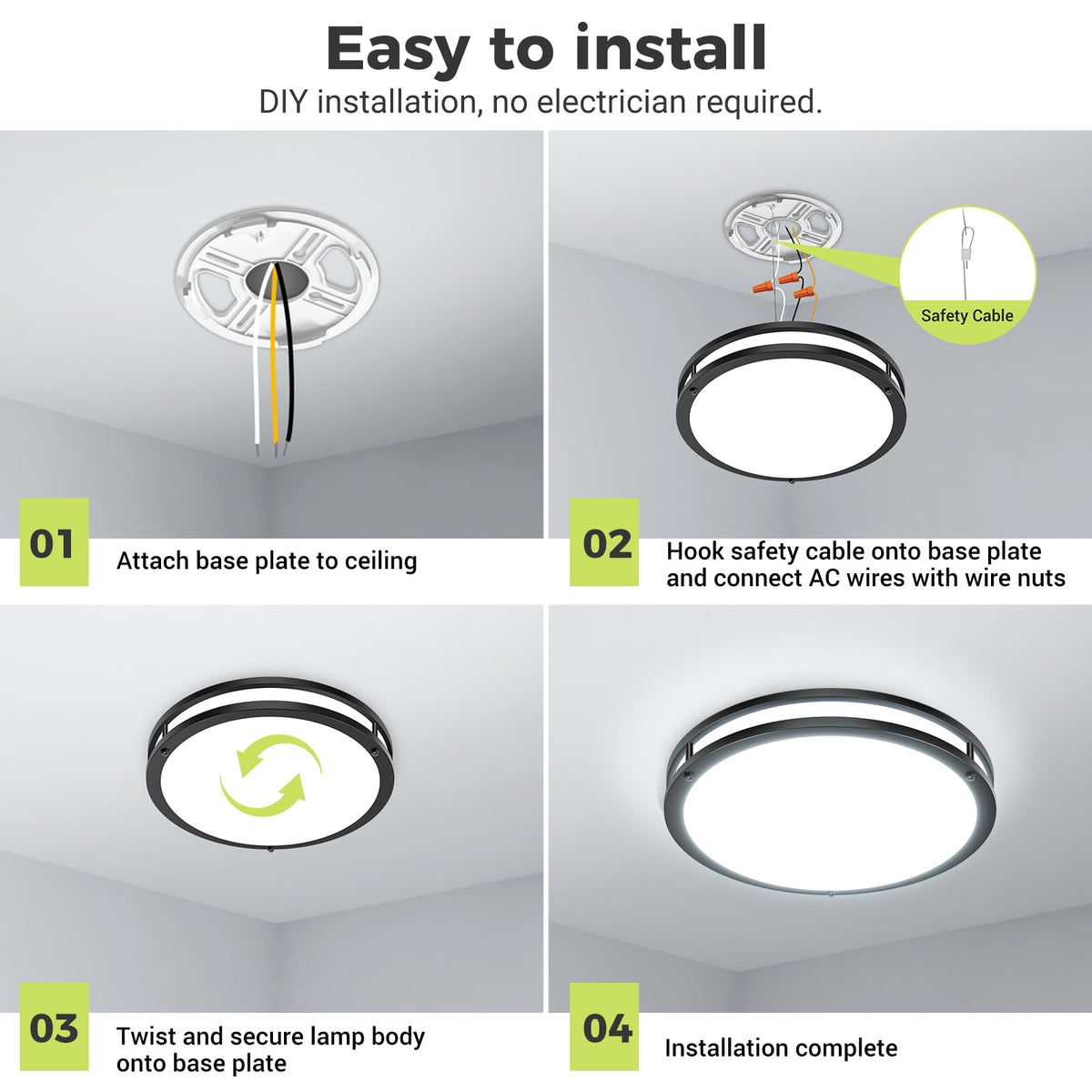 hepside 13-inch flush mount installation guide demonstrates easy setup.