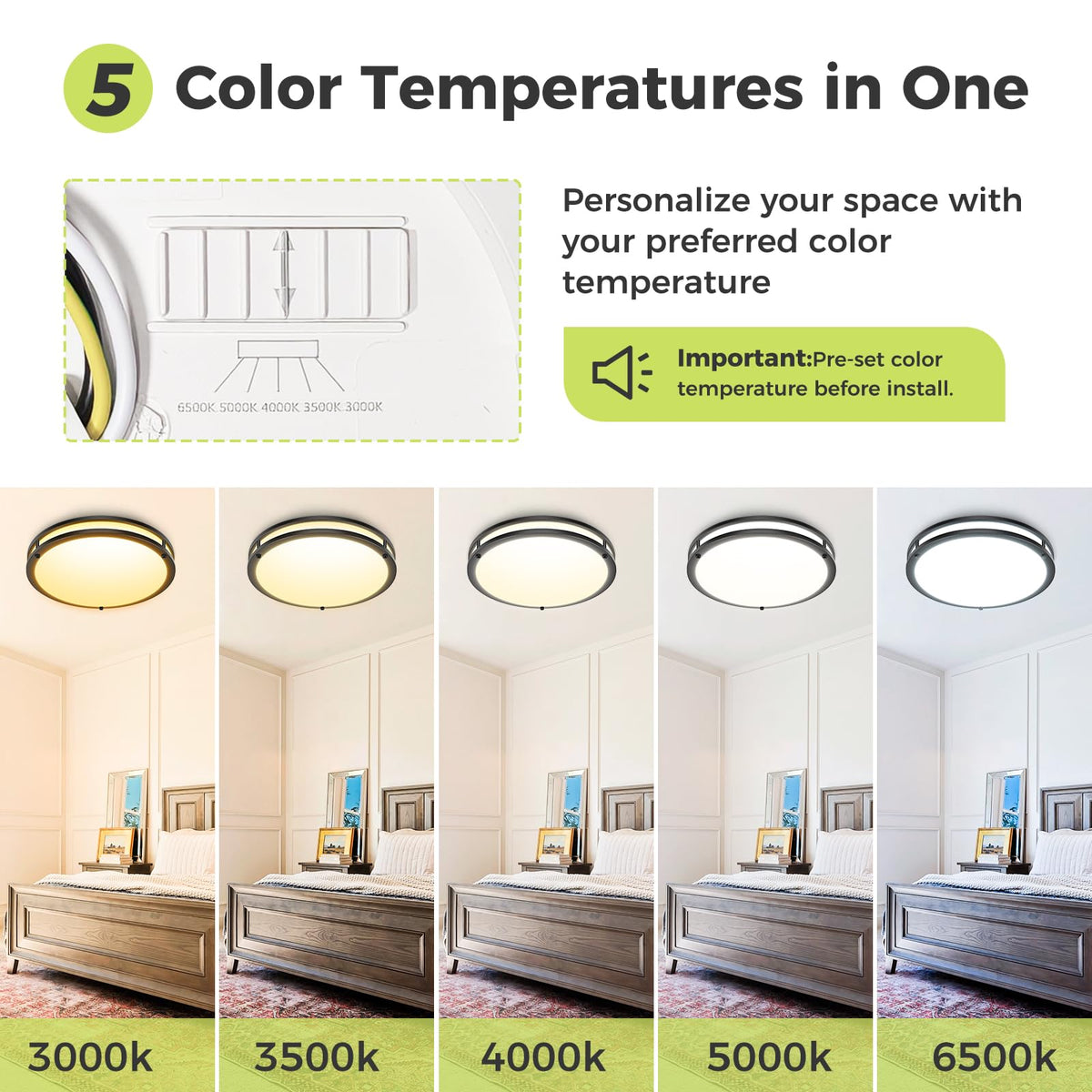 hepside 13-inch flush mount slim profile blends with ceiling lines.