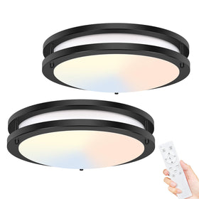 Hepside two-pack flush-mount LED ceiling lights with remote for versatile kitchen and hallway lighting.