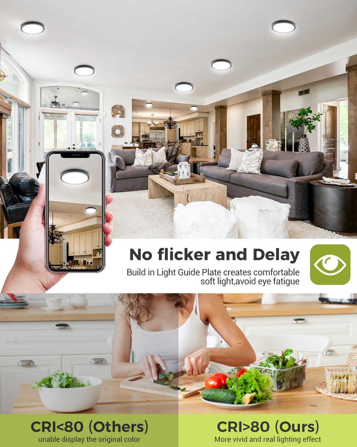 Easy three-step installation for fast setup in kitchens, bedrooms, or hallways.