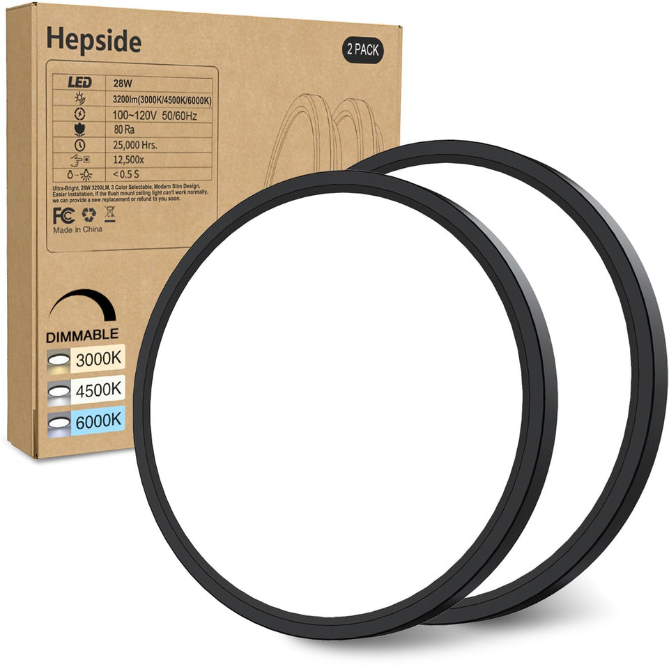 Hepside flush mount light in black finish for clean kitchen illumination