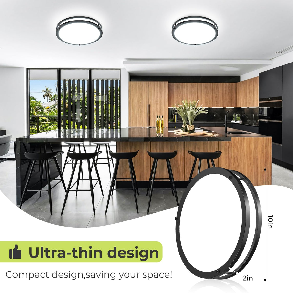 Hepside kitchen, bathroom, bedroom, and hallway lighting in one fixture.