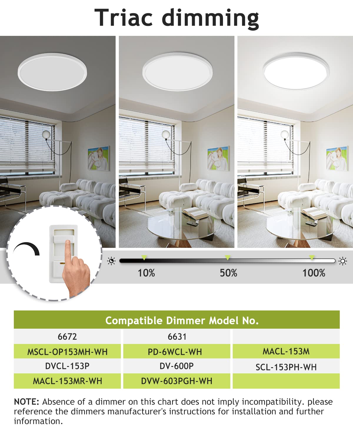 Hepside LED ceiling light with three color temps for task lighting and ambiance