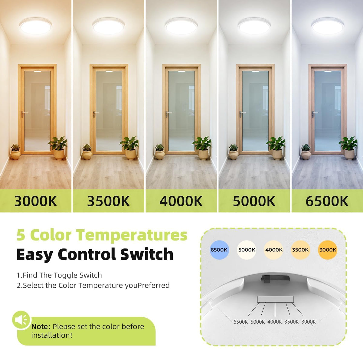 hepside LED flush mount light installation view for easy setup