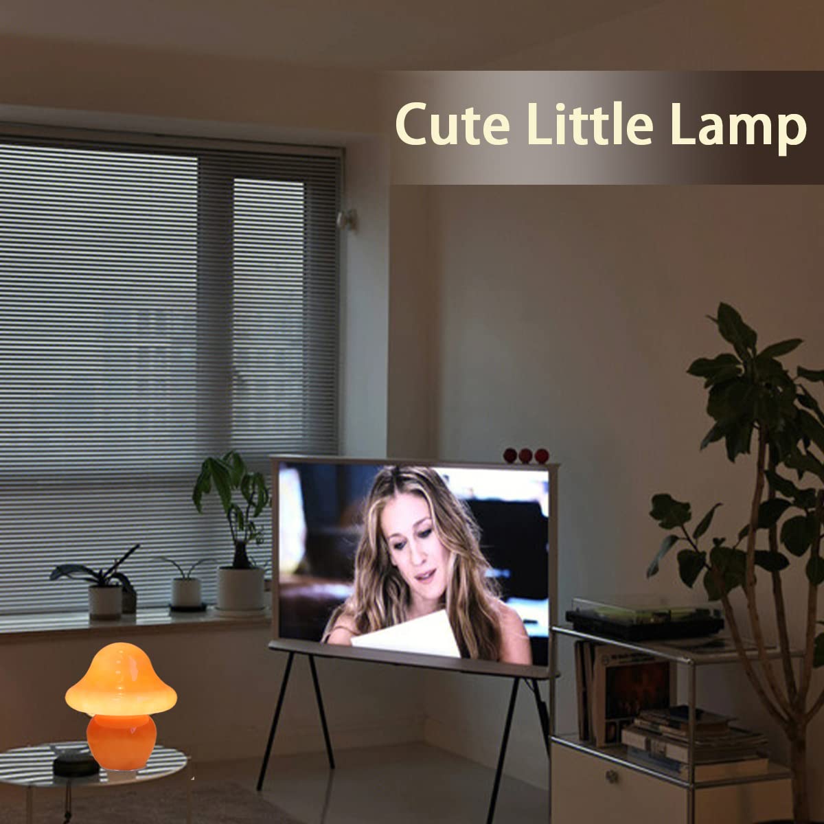 Warm, diffuse light from the HEQET mushroom lamp creates cozy evenings.