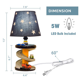 HERBESTBAY gift-worthy lamp for car-loving kids, easy to place on a dresser.