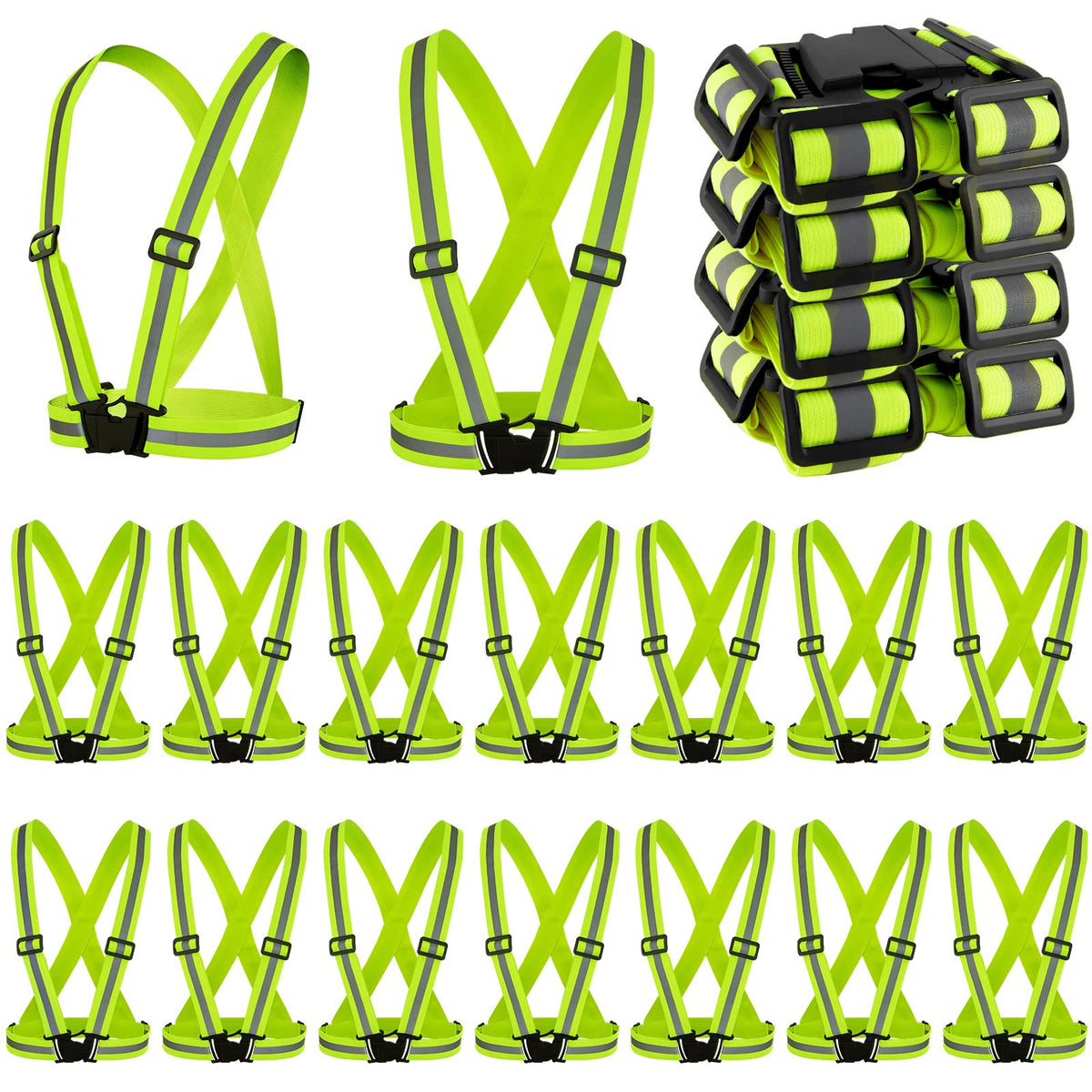 Hercicy reflective vest front view with high-visibility neon yellow color for day and night use