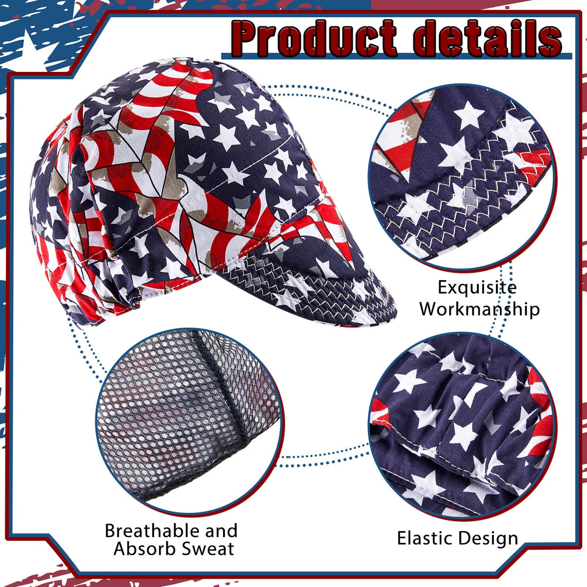 Hercicy welding cap elastic back for adaptable head sizes.