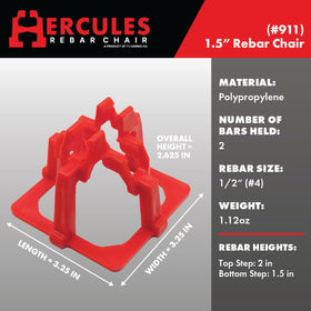 Hercules Plastic base dimensions 3.25 x 3.25 inches provide stable footing in formwork.