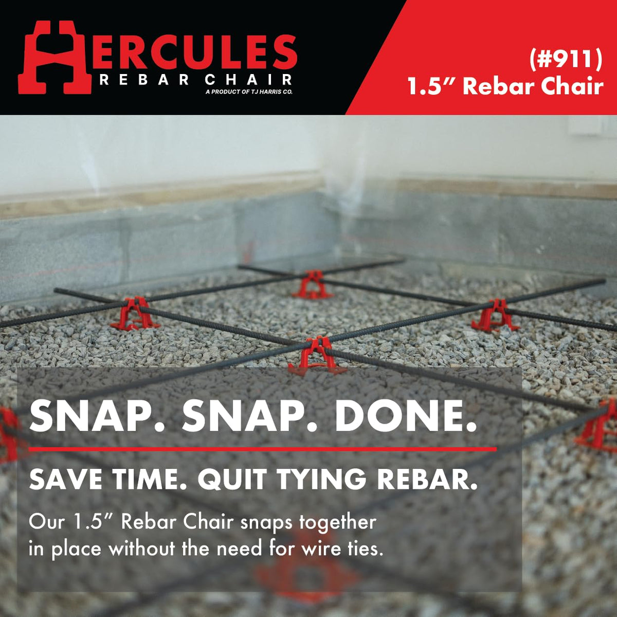 Hercules Plastic ground clearance 1.5 inches supports proper rebar height.