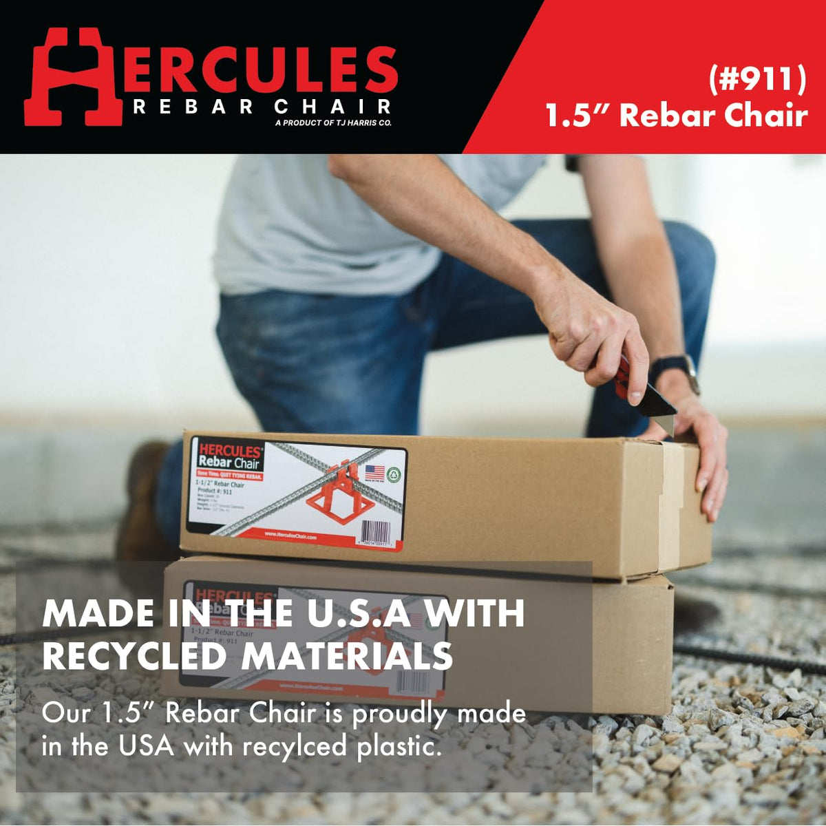Hercules Plastic height 2.625 inches keeps rebar safely spaced during pours.
