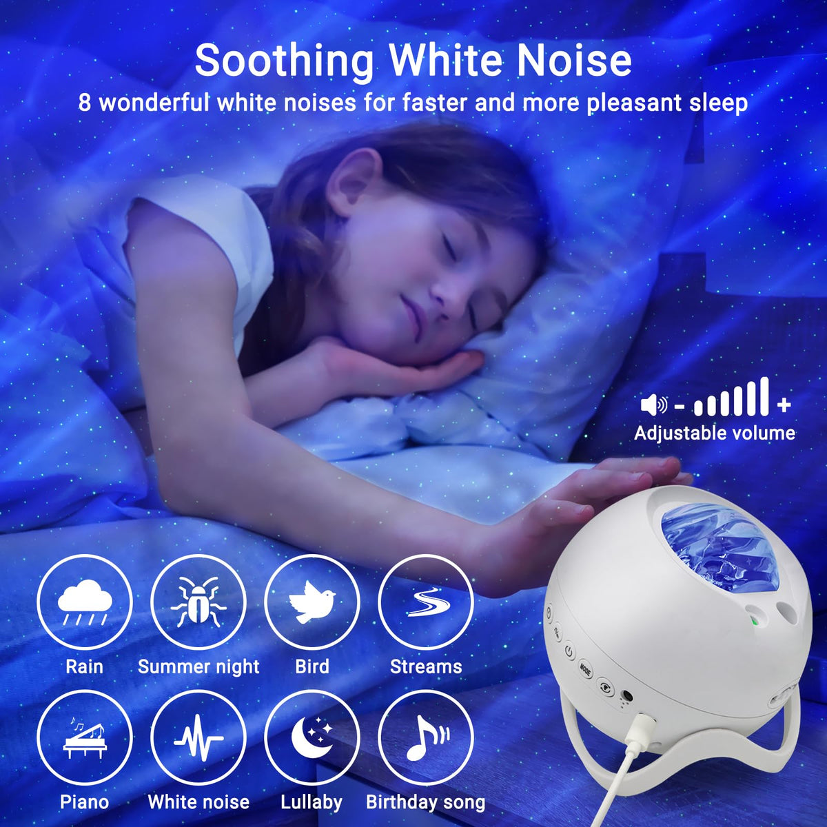 HERHOTER Bluetooth speaker night light enhances playlists with atmospheric visuals.