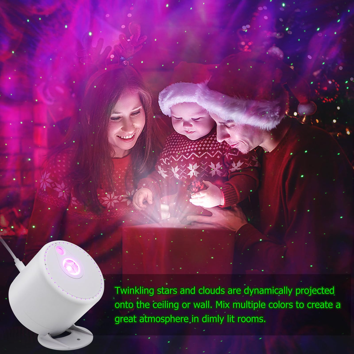 HERHOTER star projector is perfect for parties and decorative lighting.