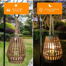 HERJIATK bamboo lantern handle allows versatile hanging options.