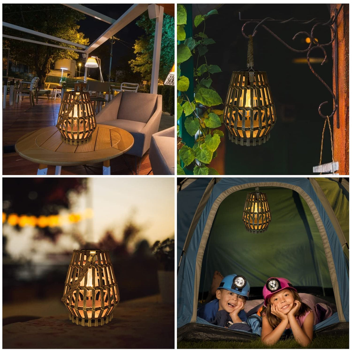 HERJIATK night-time ambience lantern creates cozy patio lighting.