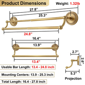 HERMARM antique gold finish towel bar detail with vintage appeal.