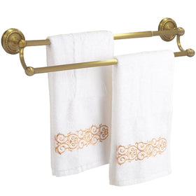 HERMARM double towel bar in brass wall mount for organized bathroom storage.