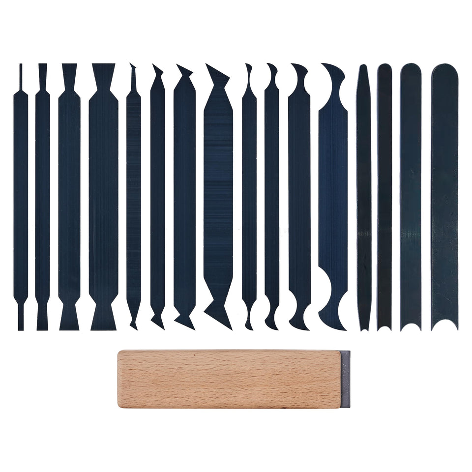 HERMIT TOOLS cabinet scraper cards, front view, compact design ideal for tight spaces.