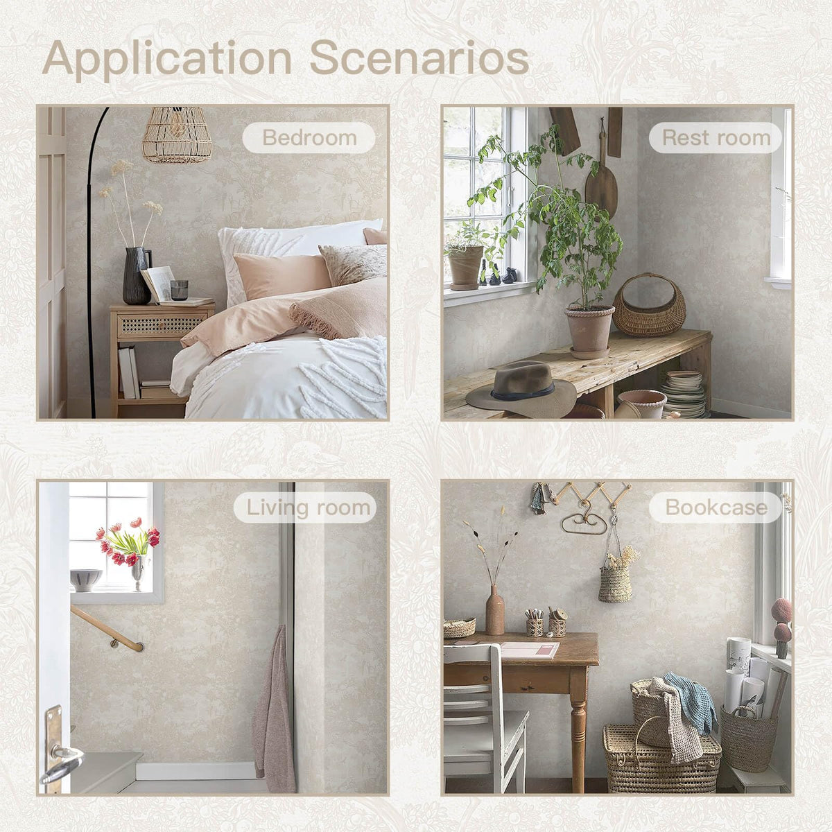 Heroad wallpaper bedroom accent with forest motif for serene setting.