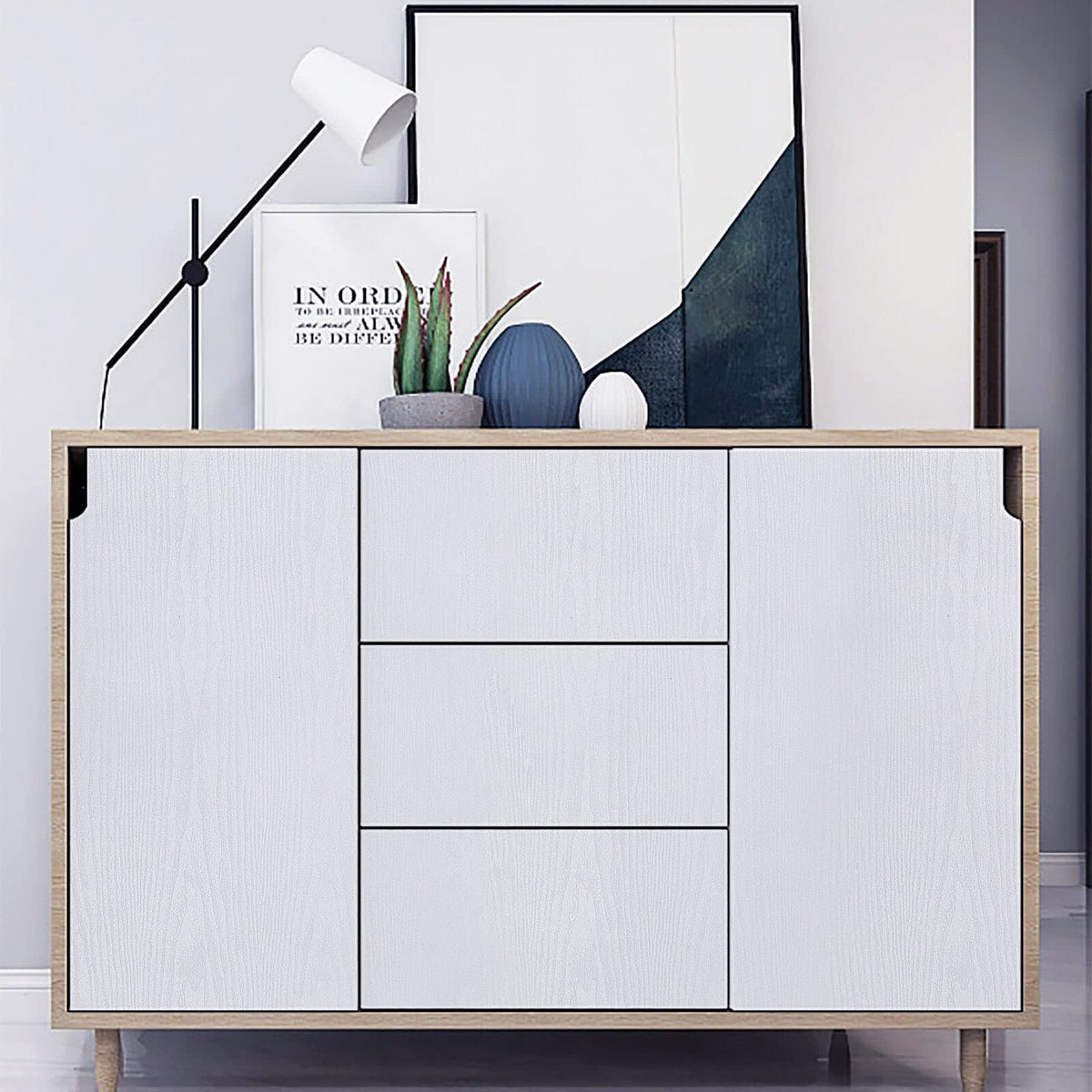Heroad white wood grain wallpaper for cabinet makeover in modern spaces