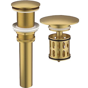 HEROBAI pop up drain in brushed gold with built in filter basket for hair capture