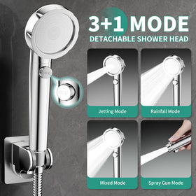 HEROBAI on/off pause button shower head chrome for easier hair washing and pet rinsing.