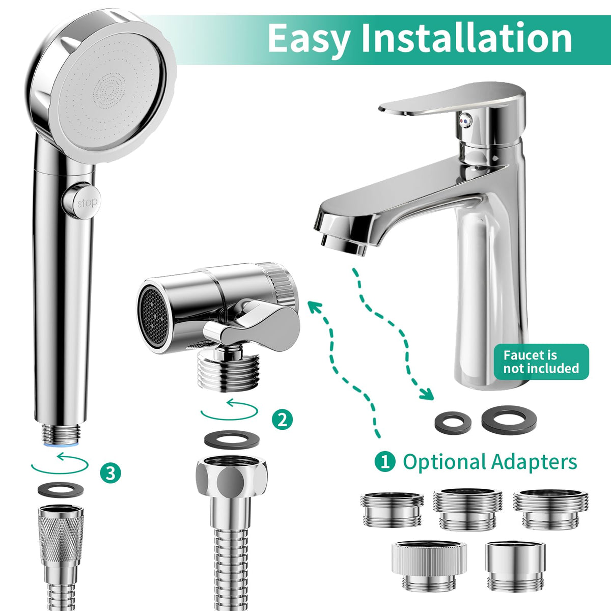HEROBAI chrome sprayer ideal for quick kids bath and easy rinsing