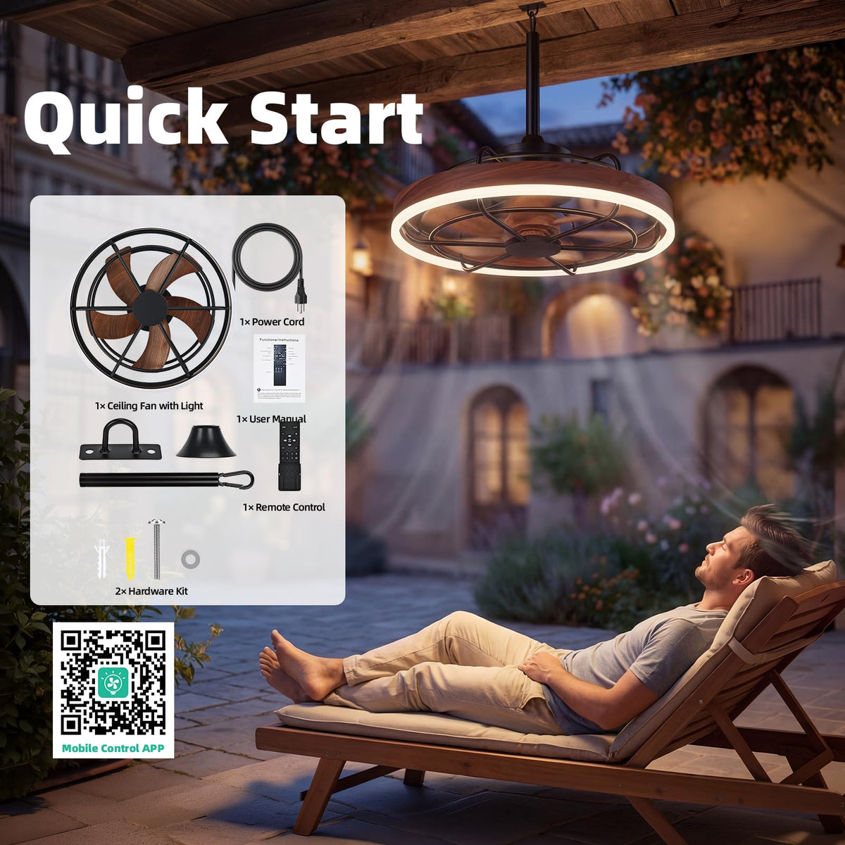 Heromind Gazebo Fan Light installs easily with plug-in cord.