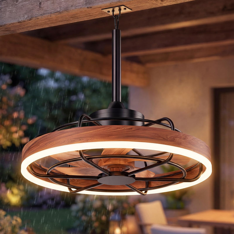 Heromind Gazebo Fan with Light installed on patio, delivering steady breeze and ambient illumination.