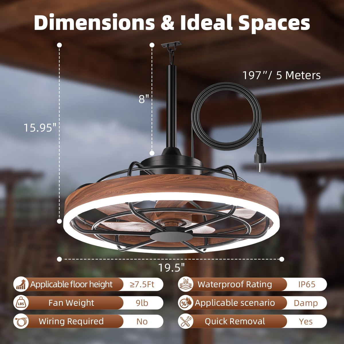Heromind Gazebo Fan Light waterproof body stands up to damp evenings.