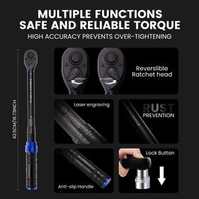 HERONIX 72-tooth ratchet torque wrench designed for tight spaces