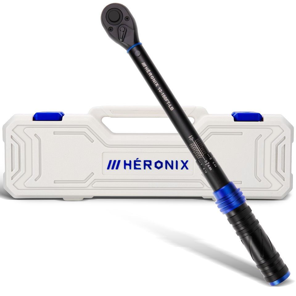 HERONIX half-inch drive torque wrench in hand showing precise tightening capability