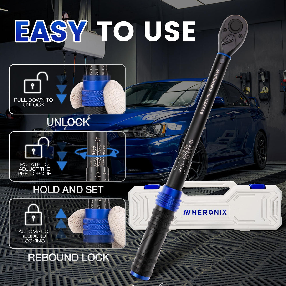 HERONIX torque wrench laser-etched dual scales for Nm and ft-lb readings