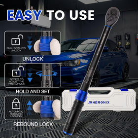 HERONIX torque wrench laser-etched dual scales for Nm and ft-lb readings