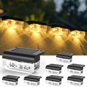 Herzila solar deck lights illuminate fence areas with warm ambiance and energy efficiency.