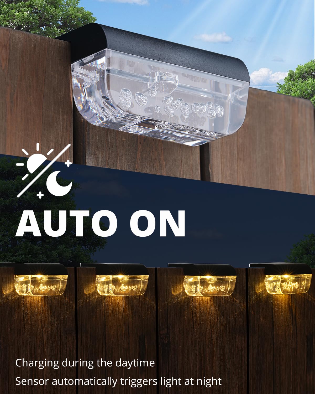 Herzila solar fence lights waterproof design withstands rain and frost for year-round use.
