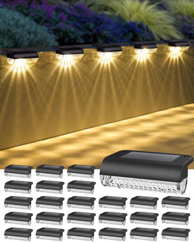 Herzila solar step light 24-pack illuminating deck stairs for even nighttime visibility