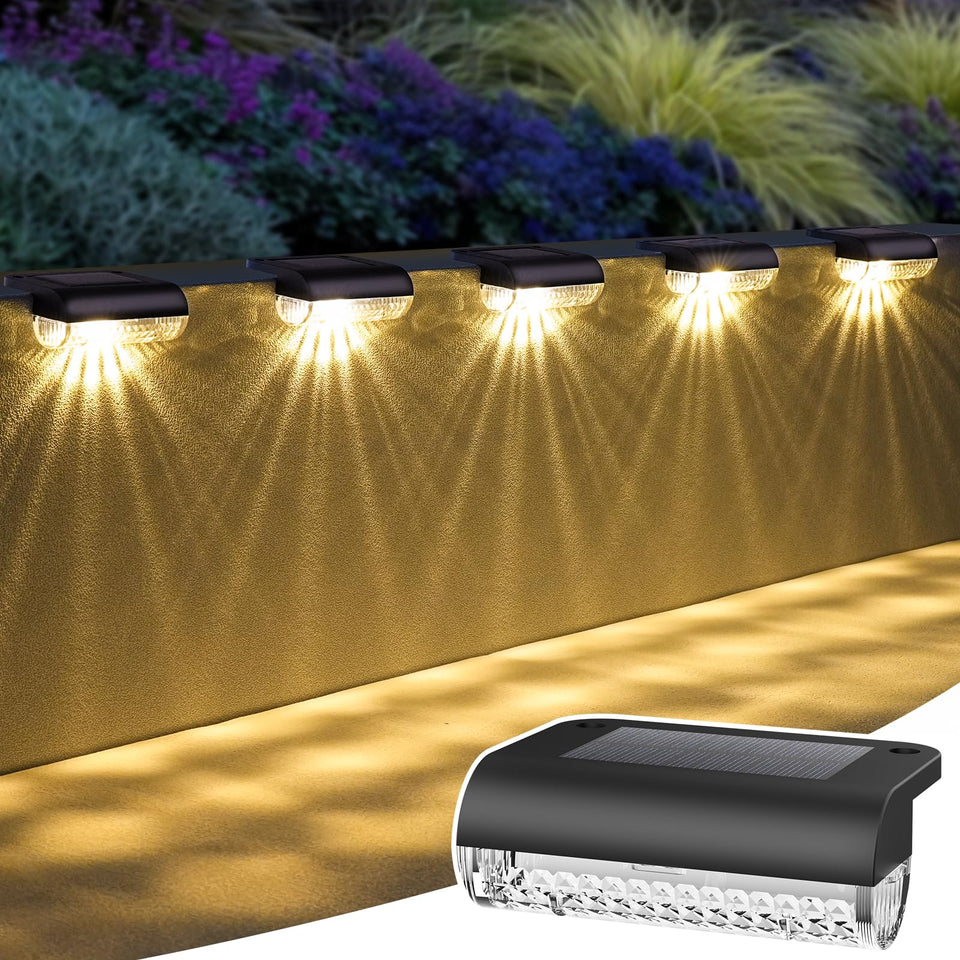 Herzila solar step lights illuminate deck stairs for safer nighttime footing