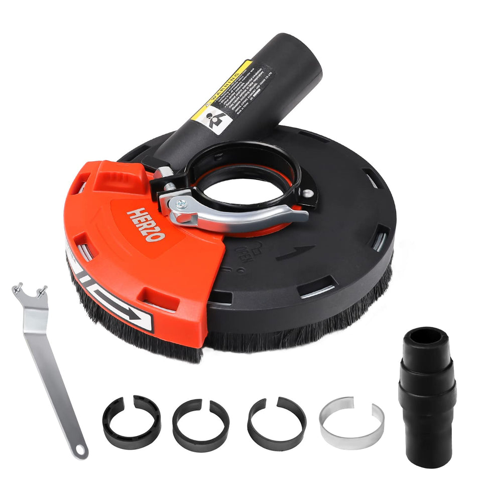 HERZO dust shroud front-cap compatibility for 48–51mm grinders improves dust capture