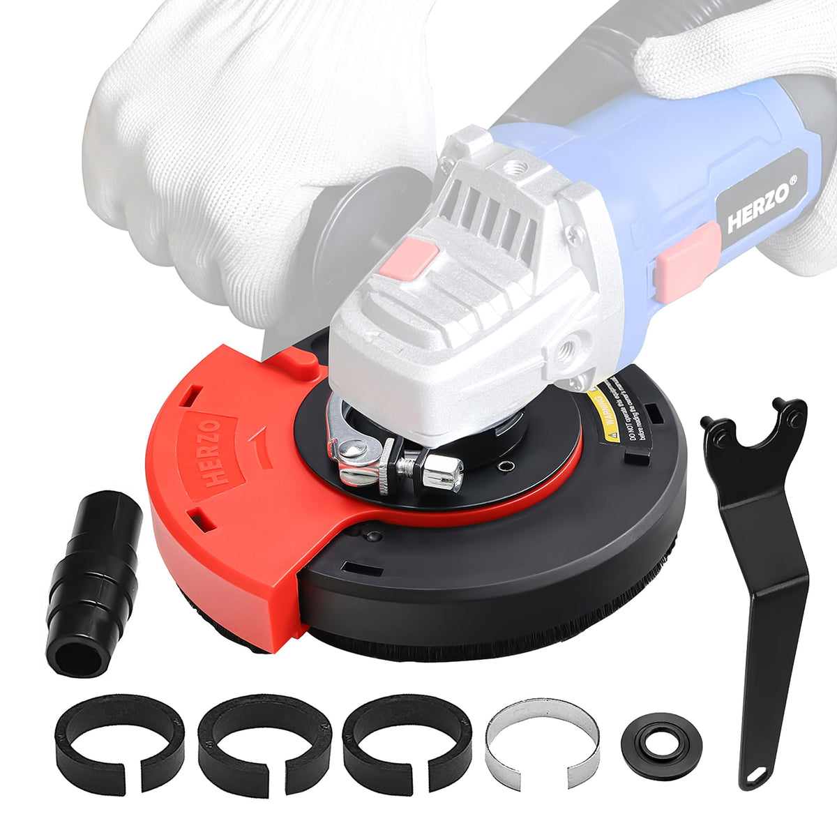 HERZO suction hood clamps securely for stable dust collection