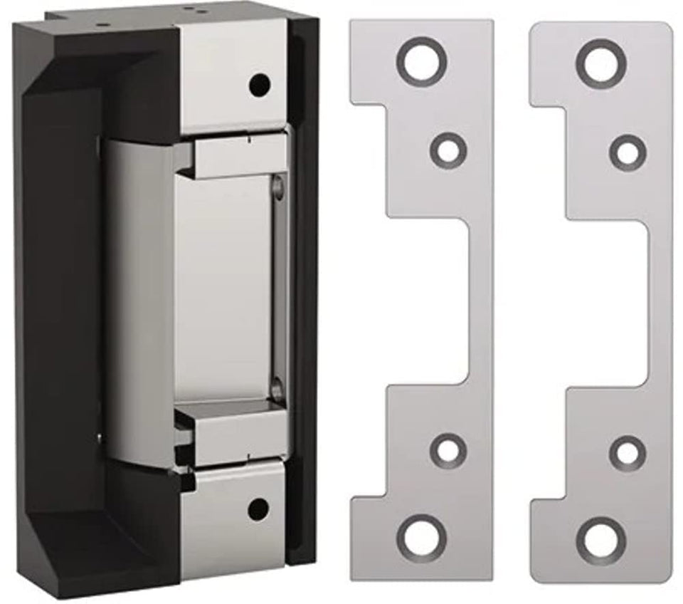 HES 5000C strike body shown for compact installation and dual voltage compatibility.