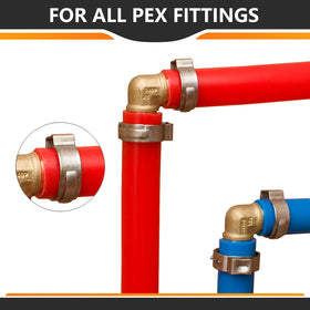 HeSun 100-pack 1/2 inch PEX clamp rings ready for DIY and pro use.