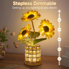 HESUSLA Sunflowers Flower Lamp touch-control with three color options for mood lighting.