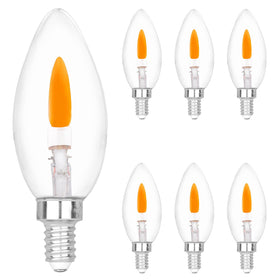 HEWA-Tech E12 base flame-tip flicker bulb for chandeliers delivering crystal-clear candlelight.